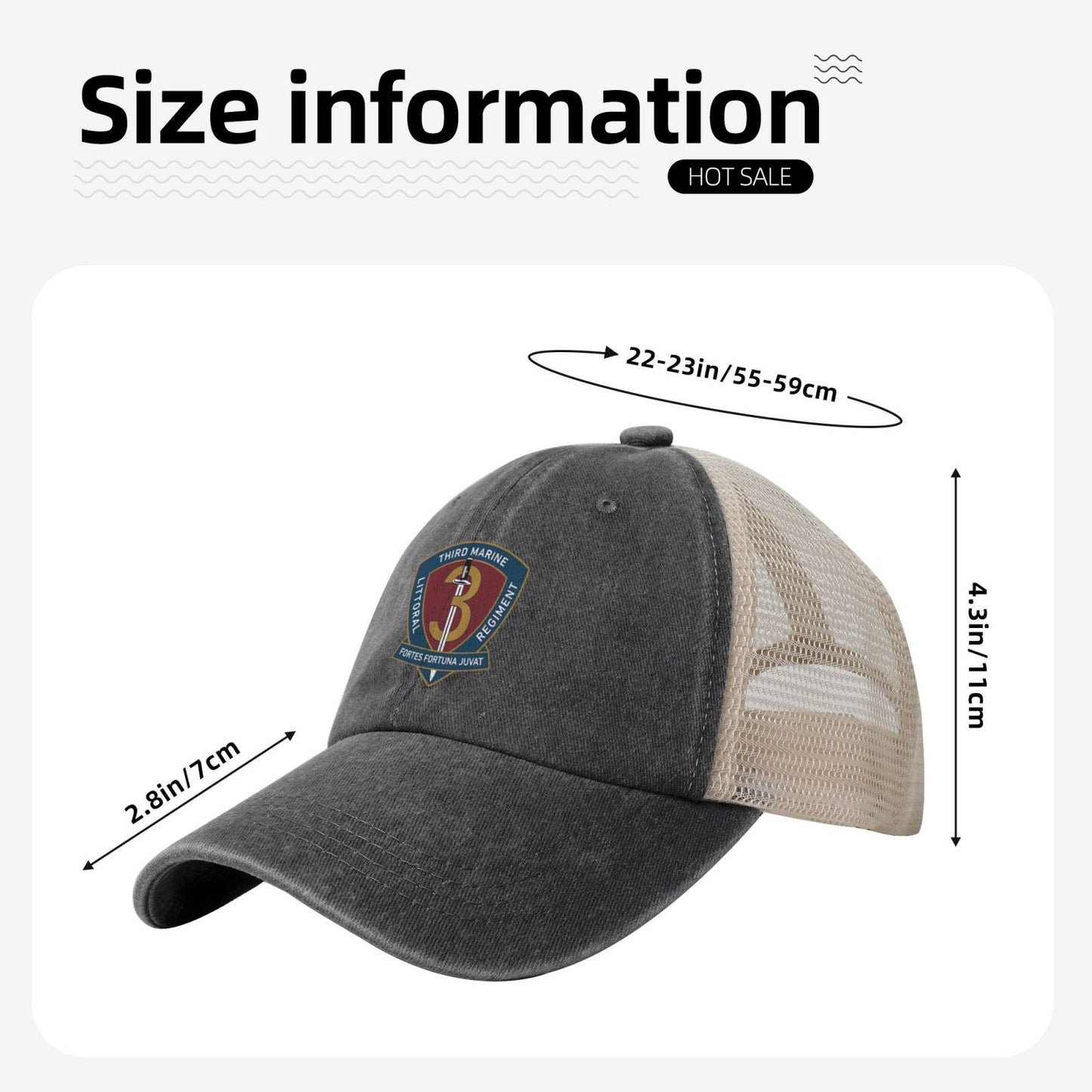 3rd Marine Littoral Regiment Printed unisex baseball cap adjustable grid baseball cap veteran gift