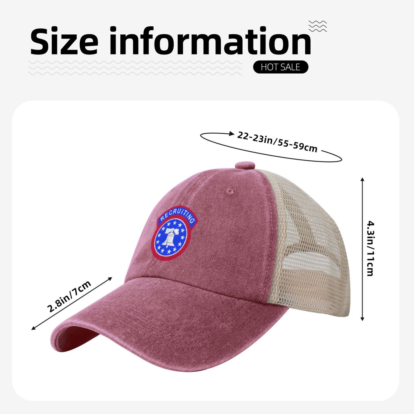 US Army Recruiting Command SSI Printed unisex baseball cap adjustable grid baseball cap veteran gift