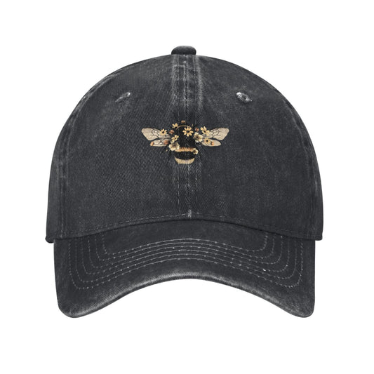 Happy Bee Print Printed unisex baseball cap adjustable cap outdoor sun hats trucker hat