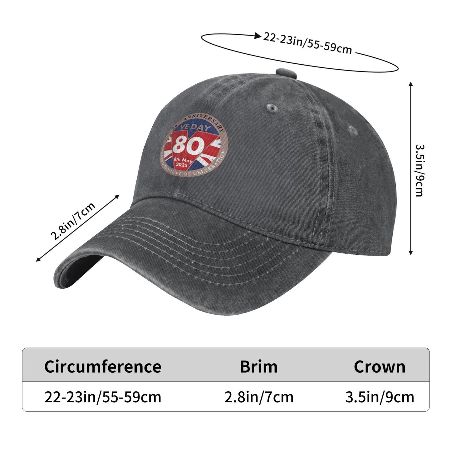 VE DAY 80th ANNIVERSARY Printed unisex baseball cap adjustable cap outdoor trucker hat veterans Gifts