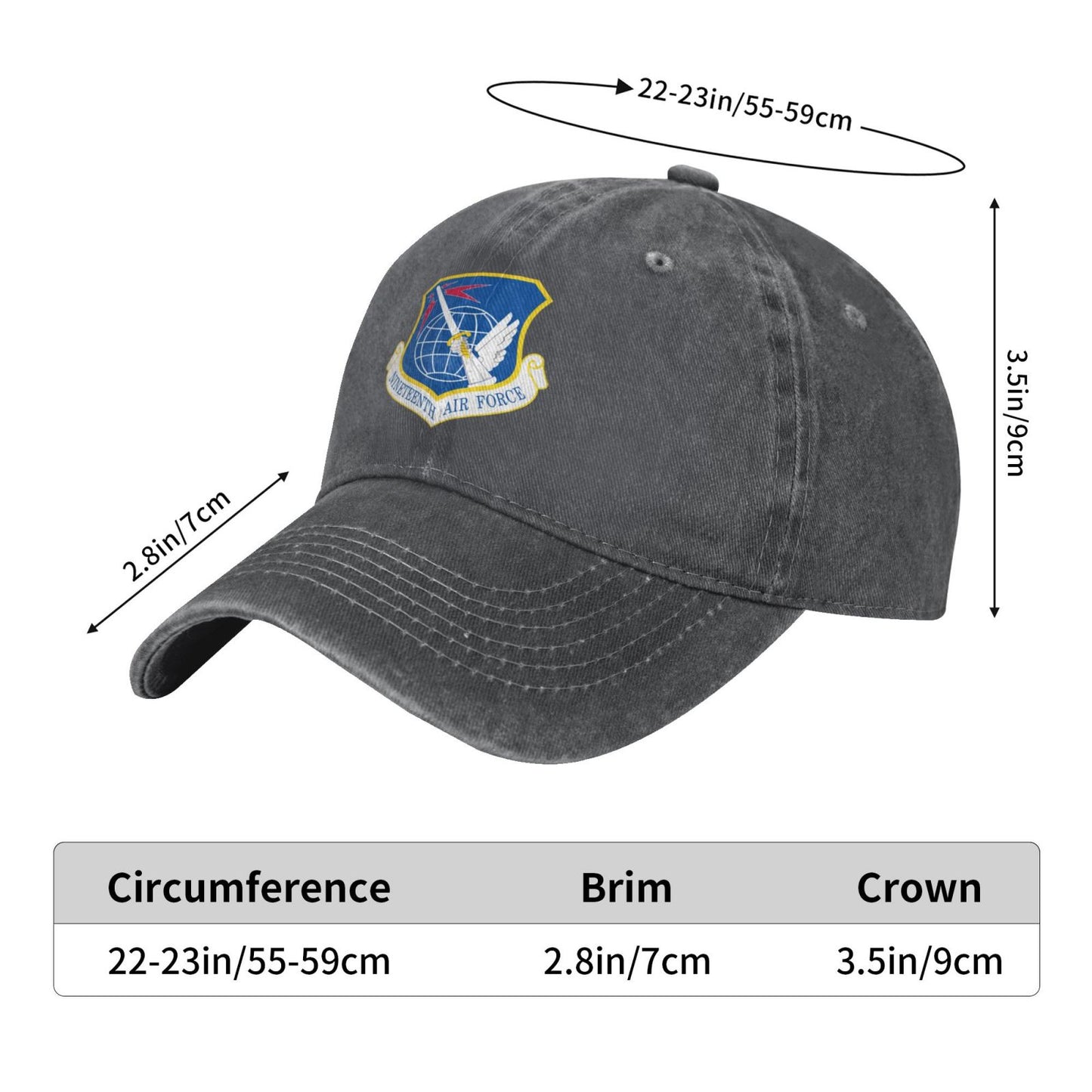 Nineteenth Air Force-Emblem Printed unisex baseball cap adjustable cap veteran gift
