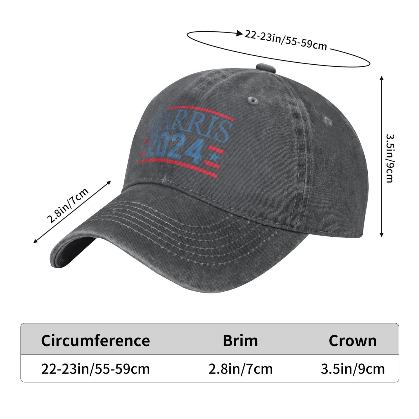 Harris 2024 Printed unisex baseball cap adjustable cap outdoor sun hats trucker hat