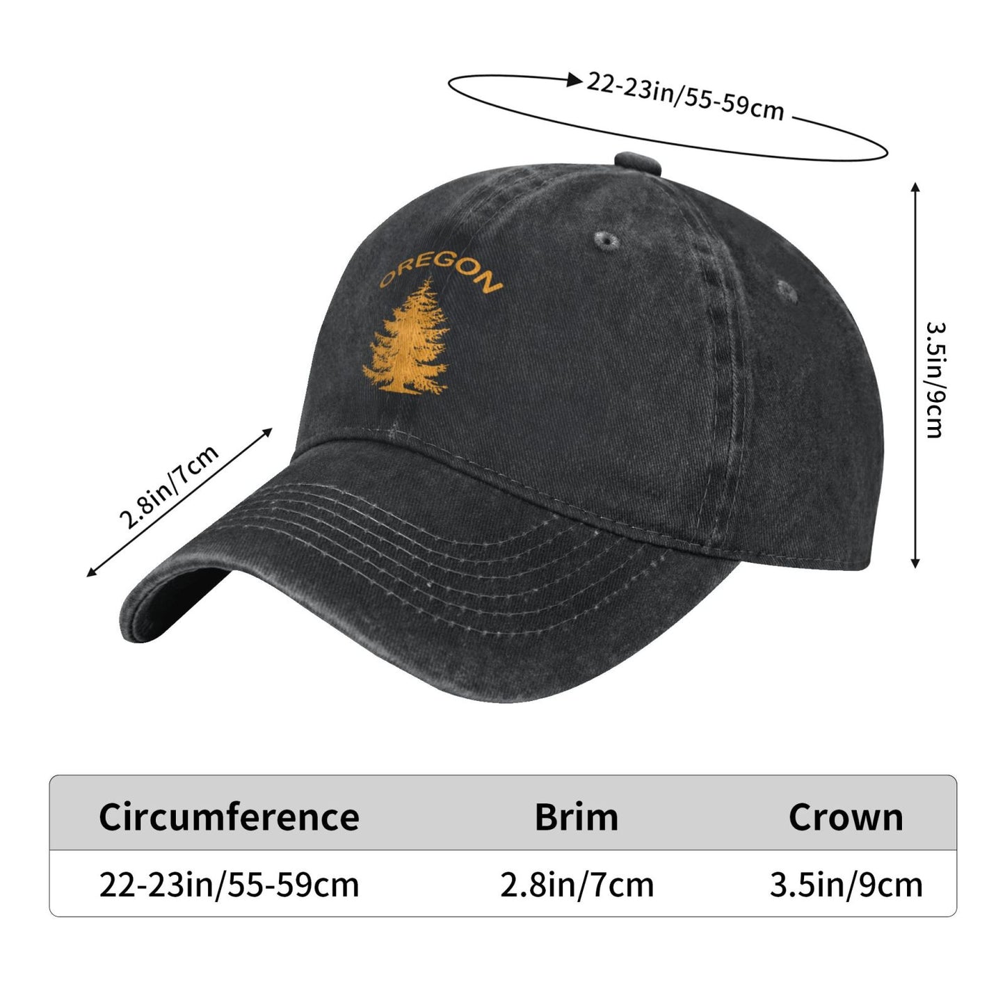 Oregon Douglas Pine Tree Printed unisex baseball cap adjustable cap outdoor sun hats trucker hat