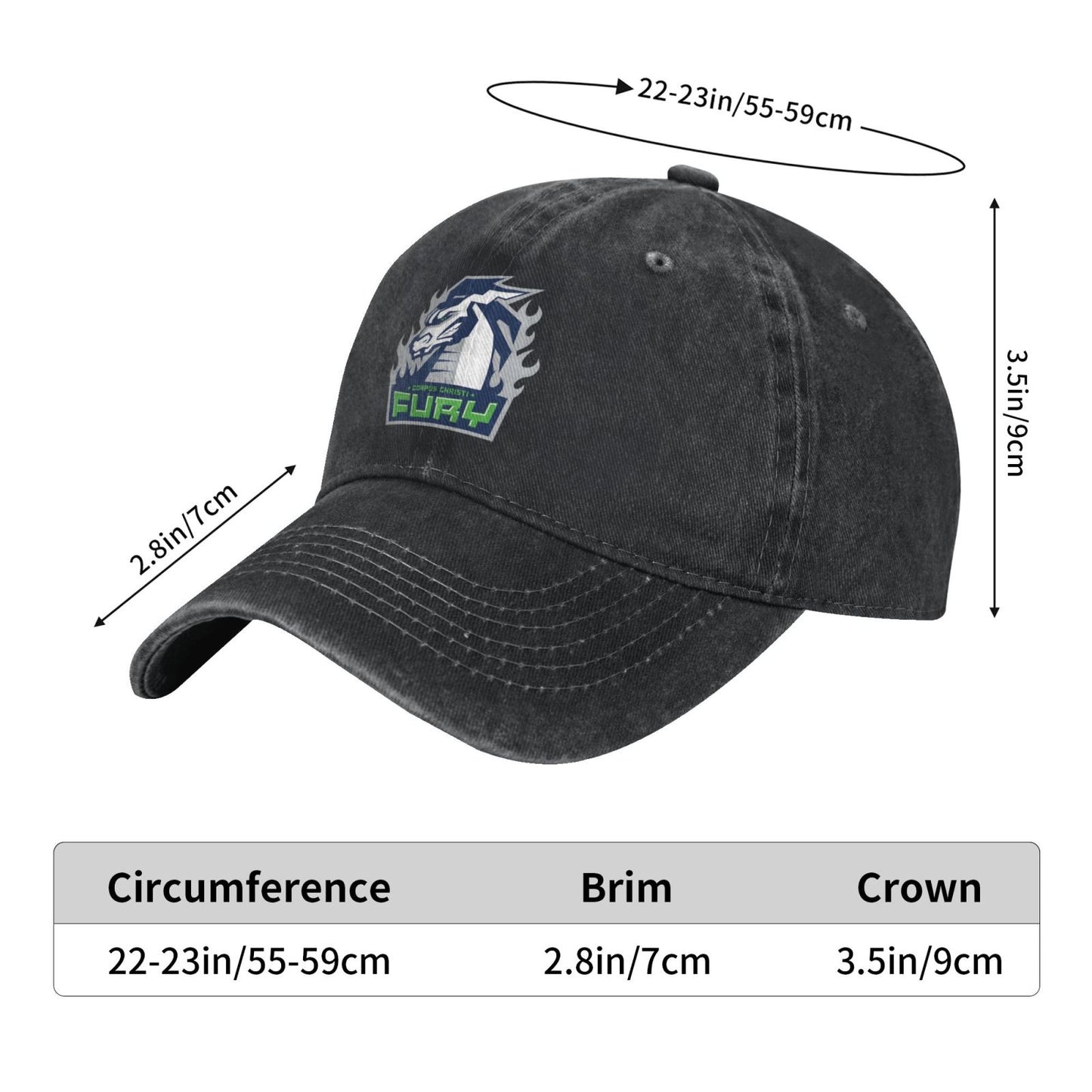 Corpus Christi Fury Logo Printed unisex baseball cap adjustable cap outdoor sun hats trucker hat