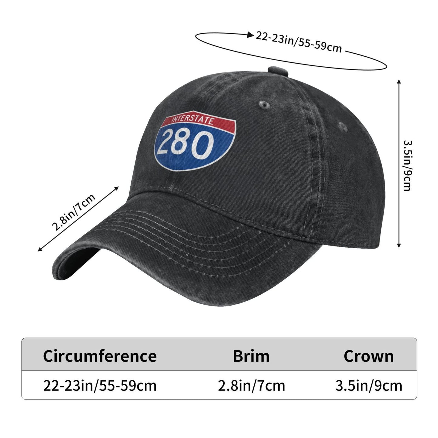 INTERSTATE 280 Printed unisex baseball cap adjustable cap outdoor sun hats trucker hat