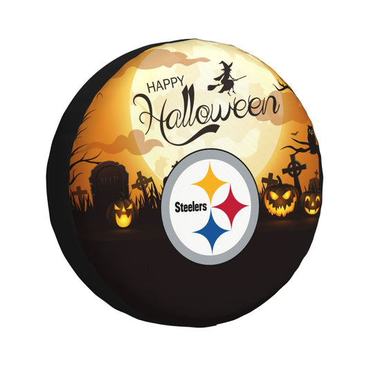 Pittsburgh Steelers Print Halloween background printed tire dust cover car tire cover