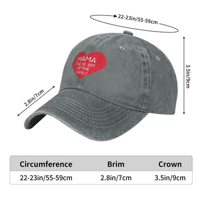 MAMA THE HEART OF THE FAMILY Printed unisex baseball cap adjustable cap outdoor sun hats trucker hat