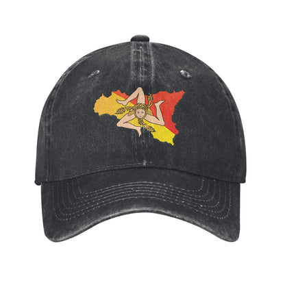 Sicily - Flag Background Printed unisex baseball cap outdoor hats adjustable cap trucker gift hat