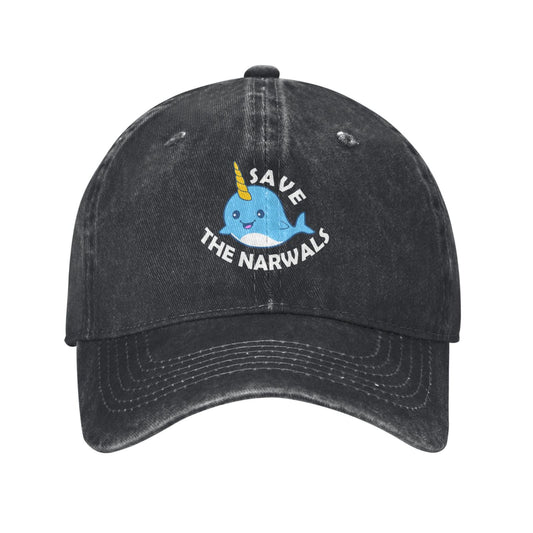 Cute Save The Narwhals Printed unisex baseball cap adjustable cap outdoor sun hats trucker hat