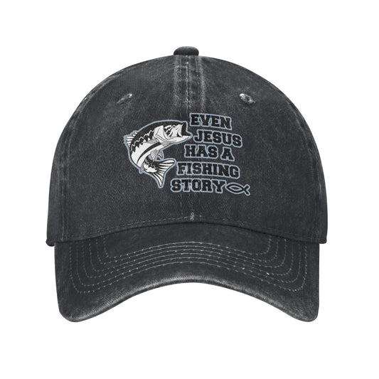 Even Jesus Has A Fishing Story Fish Printed unisex baseball cap adjustable cap outdoor sun hats trucker hat