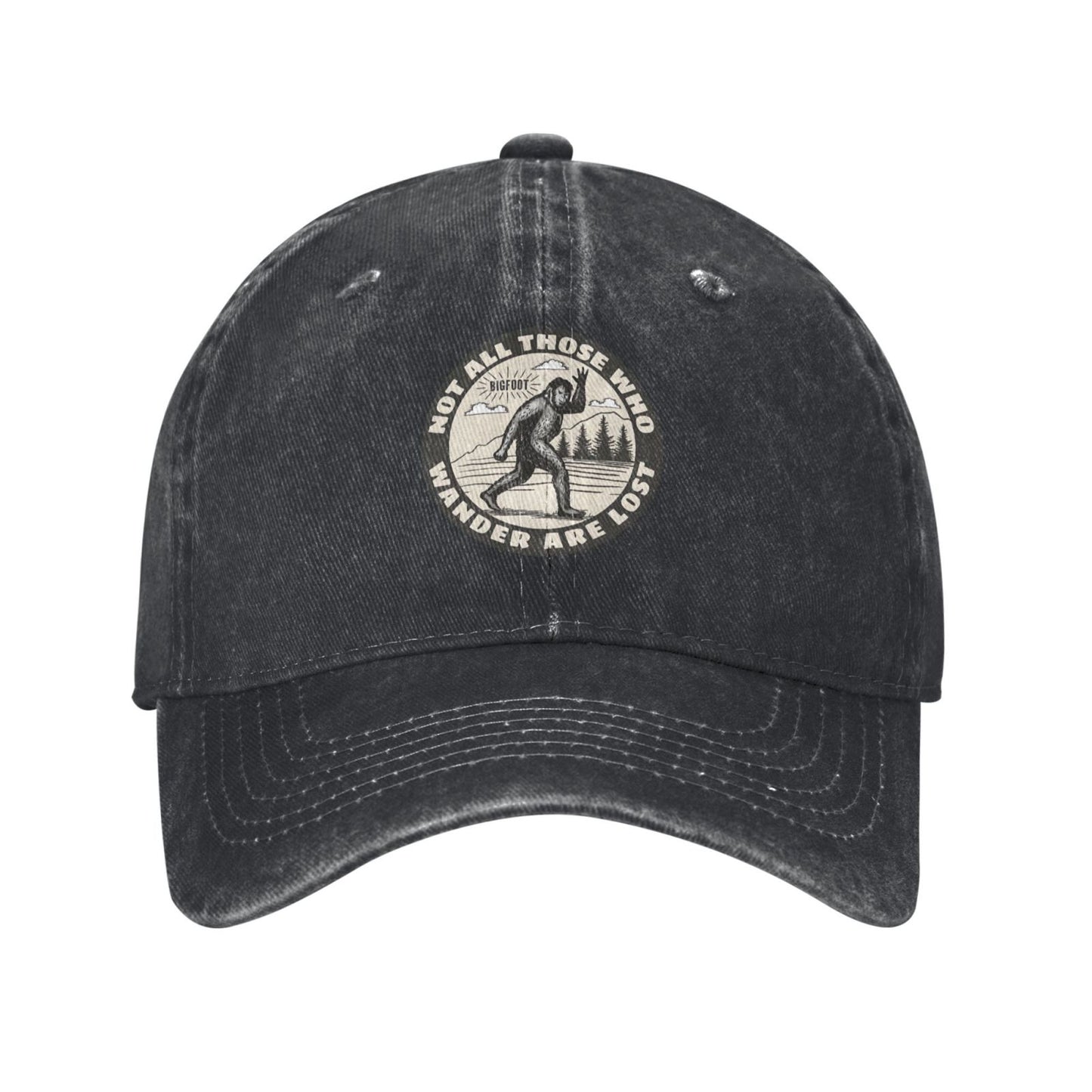 Bigfoot Sasquatch Not All Who Wander Are Lost Printed unisex baseball cap adjustable cap outdoor trucker hat veterans Gifts