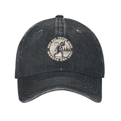 Bigfoot Sasquatch Not All Who Wander Are Lost Printed unisex baseball cap adjustable cap outdoor trucker hat veterans Gifts