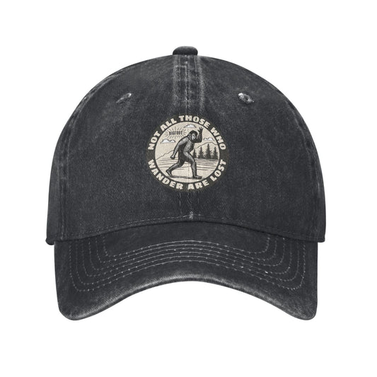 Bigfoot Sasquatch Not All Who Wander Are Lost Printed unisex baseball cap adjustable cap outdoor trucker hat veterans Gifts