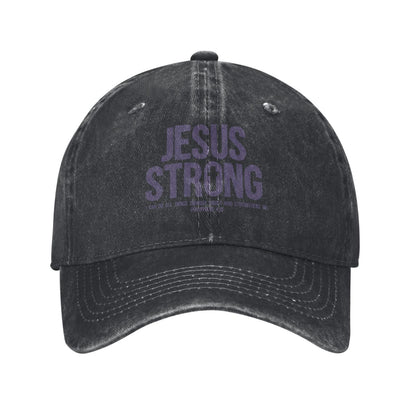 JESUS STRONG I CAN DO ALL THINGS THROUGH CHRIST  Printed unisex baseball cap adjustable cap outdoor hats trucker gift hat
