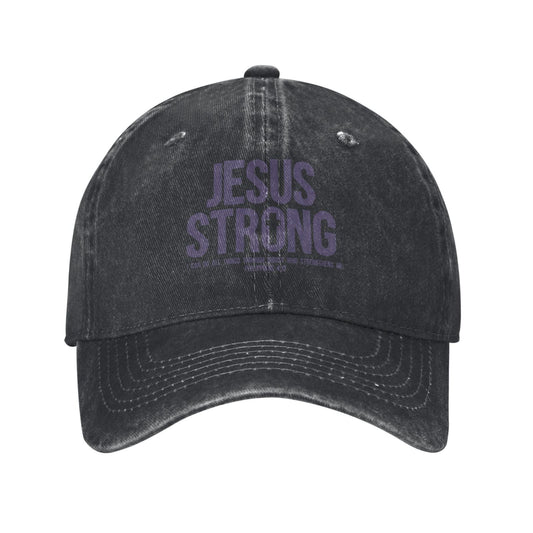 JESUS STRONG I CAN DO ALL THINGS THROUGH CHRIST  Printed unisex baseball cap adjustable cap outdoor hats trucker gift hat