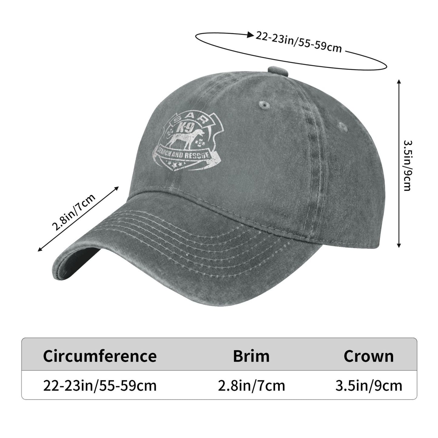 K-9 Search And Rescue Printed unisex baseball cap outdoor hats adjustable cap trucker gift hat