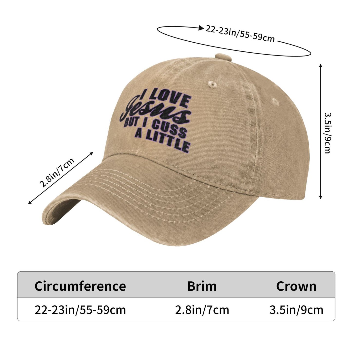I Love Jesus But I Cuss A Little Printed unisex baseball cap adjustable cap outdoor sun hats trucker hat