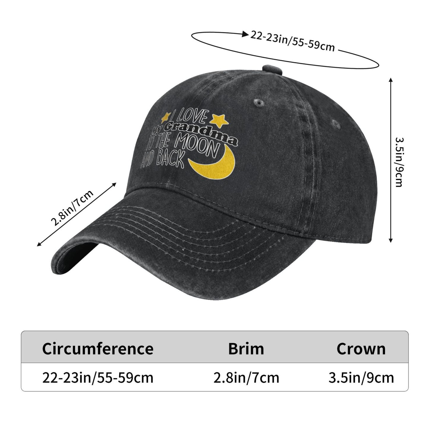 Love My Grandma TO THE MOON AND BACK Printed unisex baseball cap adjustable cap outdoor sun hats trucker hat