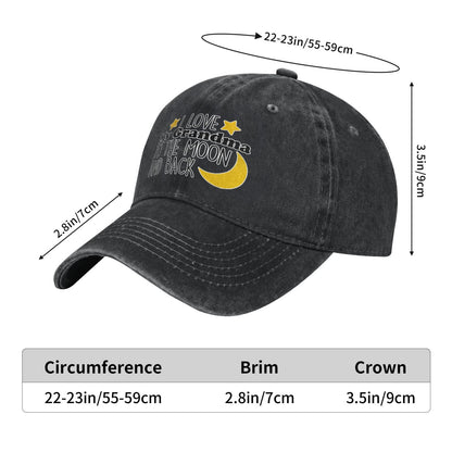 Love My Grandma TO THE MOON AND BACK Printed unisex baseball cap adjustable cap outdoor sun hats trucker hat