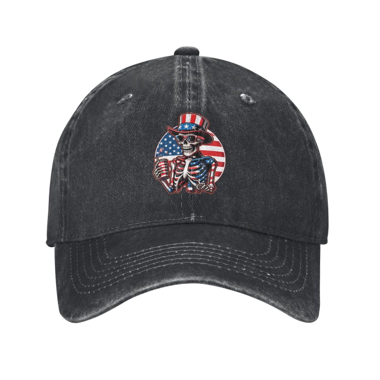 Fourth Of July Skeleton Printed unisex baseball cap adjustable cap outdoor sun hats trucker hat