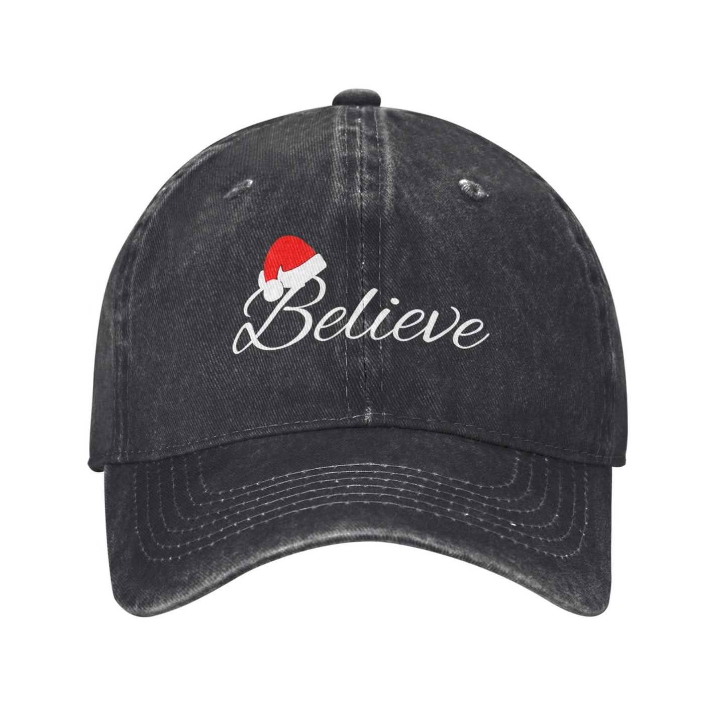 Santa's Hat Believe Printed unisex baseball cap adjustable cap outdoor sun hats trucker hat