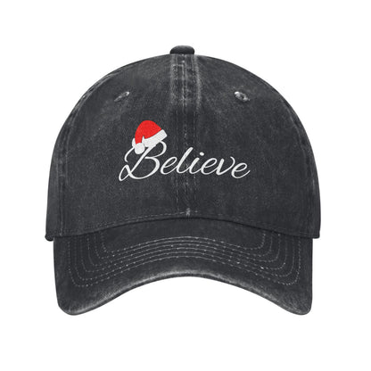 Santa's Hat Believe Printed unisex baseball cap adjustable cap outdoor sun hats trucker hat