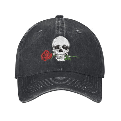 Skull Bite Rose Printed unisex baseball cap adjustable cap outdoor sun hats trucker hat
