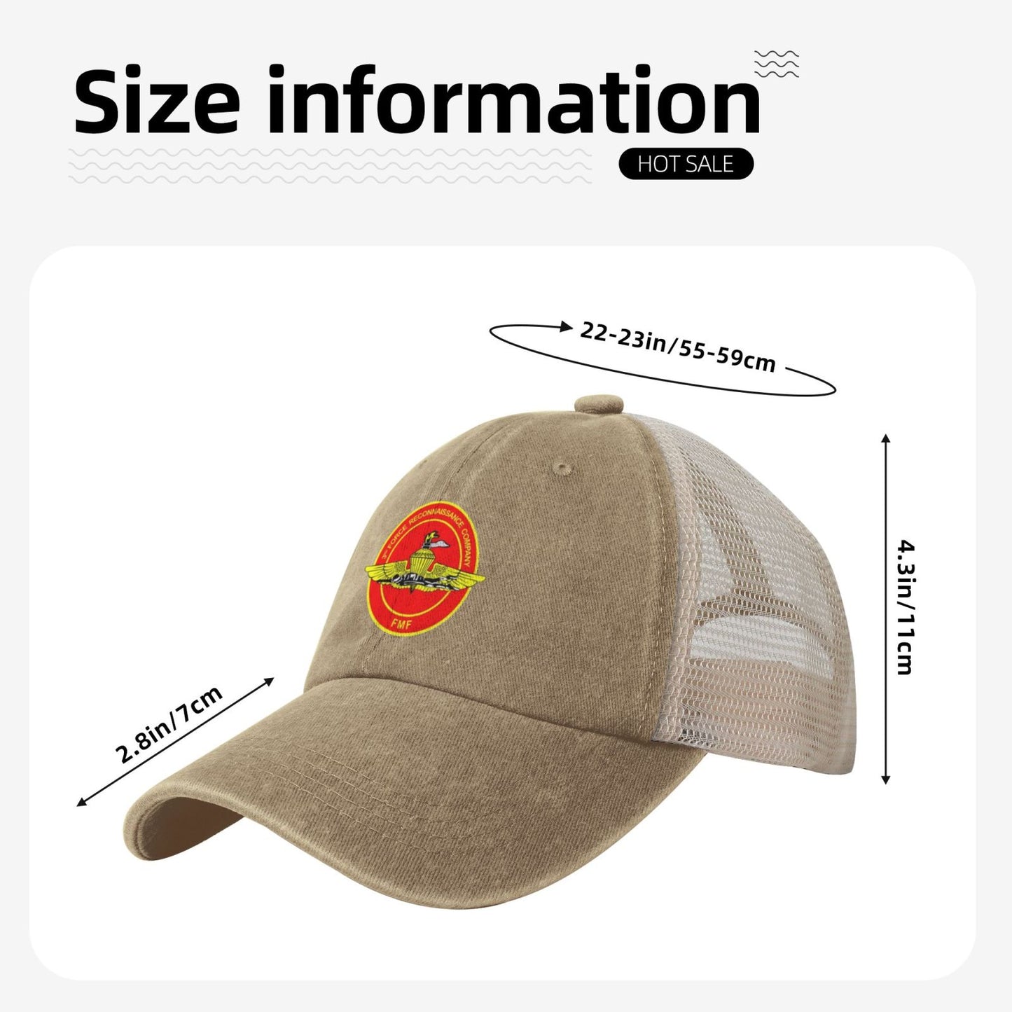 3rd FORECON Printed unisex baseball cap adjustable grid baseball cap veteran gift