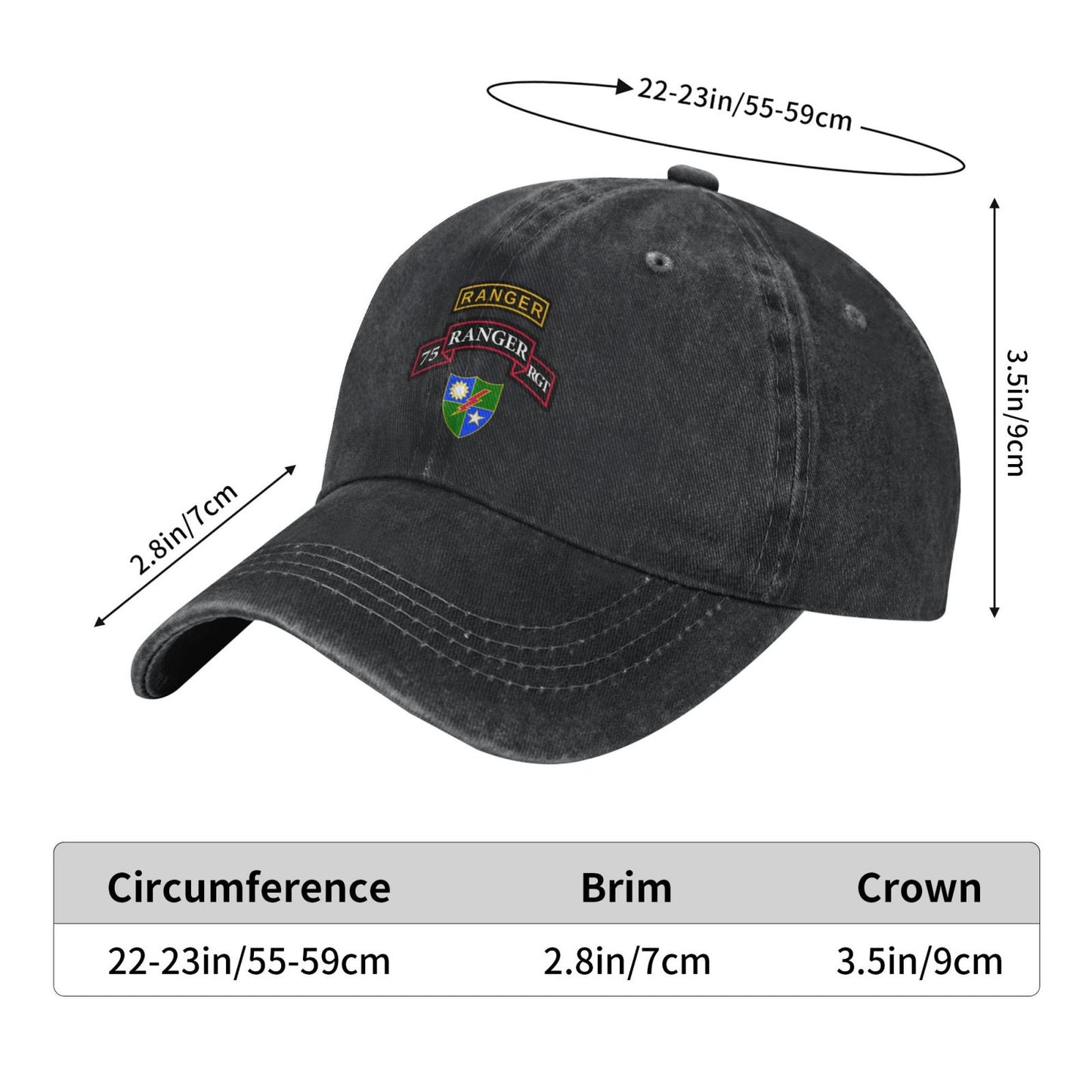 75th Ranger Printed unisex baseball cap adjustable cap outdoor sunshade trucker hat
