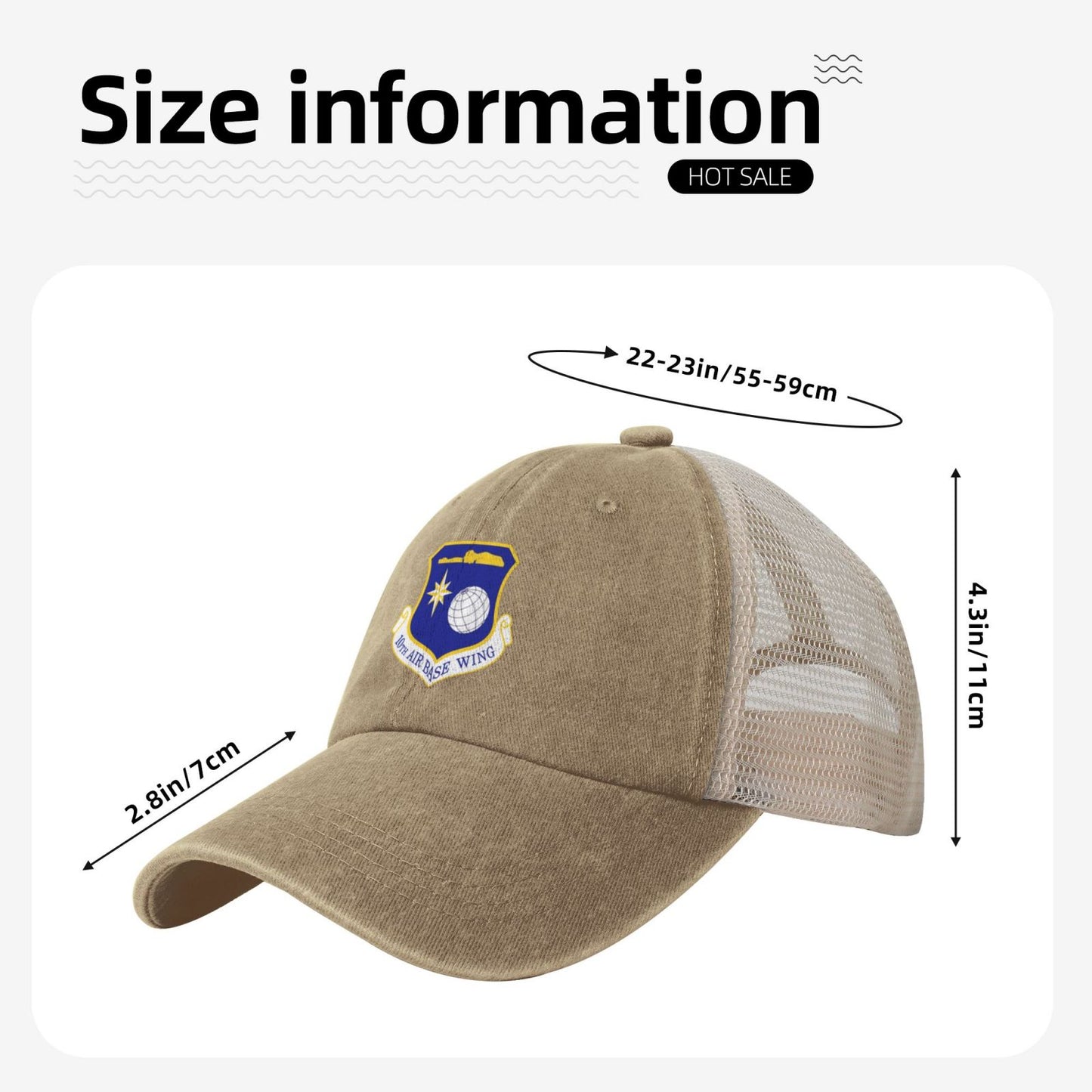 10th Air Base Wing Printed unisex baseball cap adjustable grid baseball cap veteran gift
