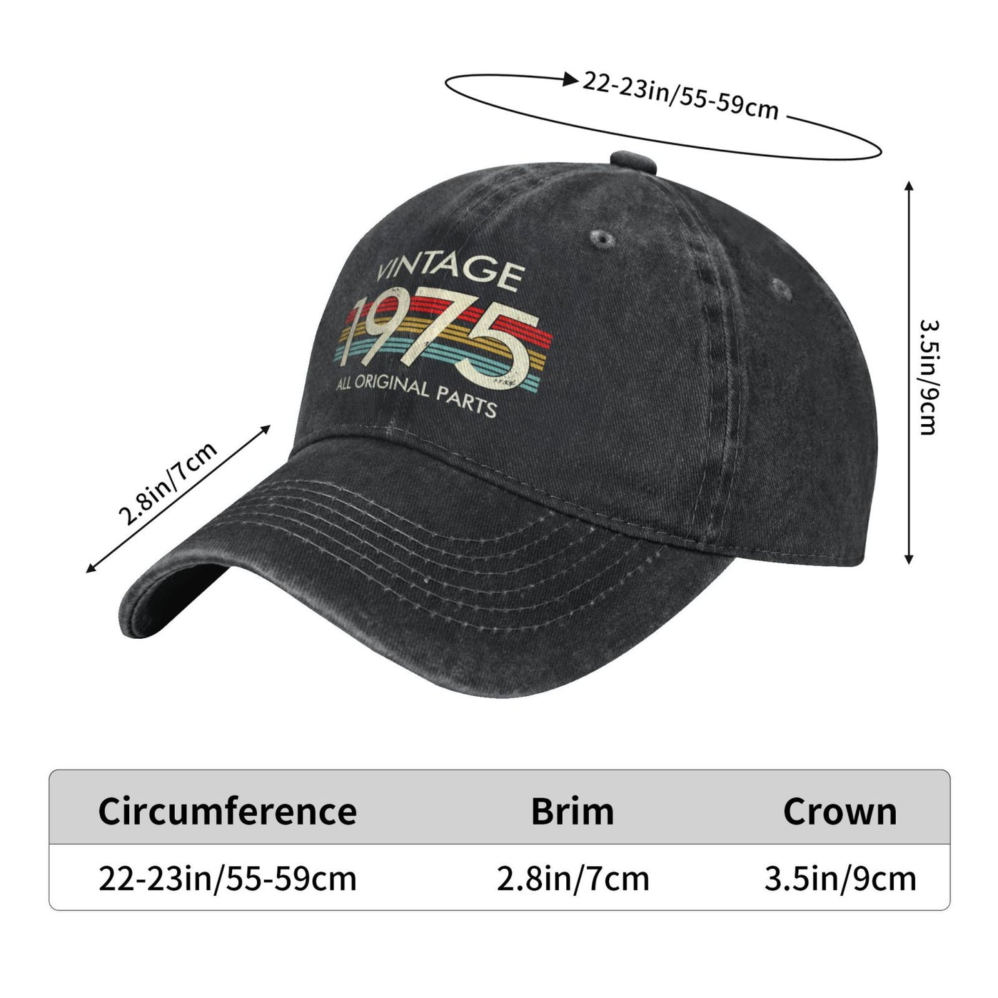 Vintage 1975 All Original Parts Printed unisex baseball cap outdoor hats adjustable cap trucker gift hat