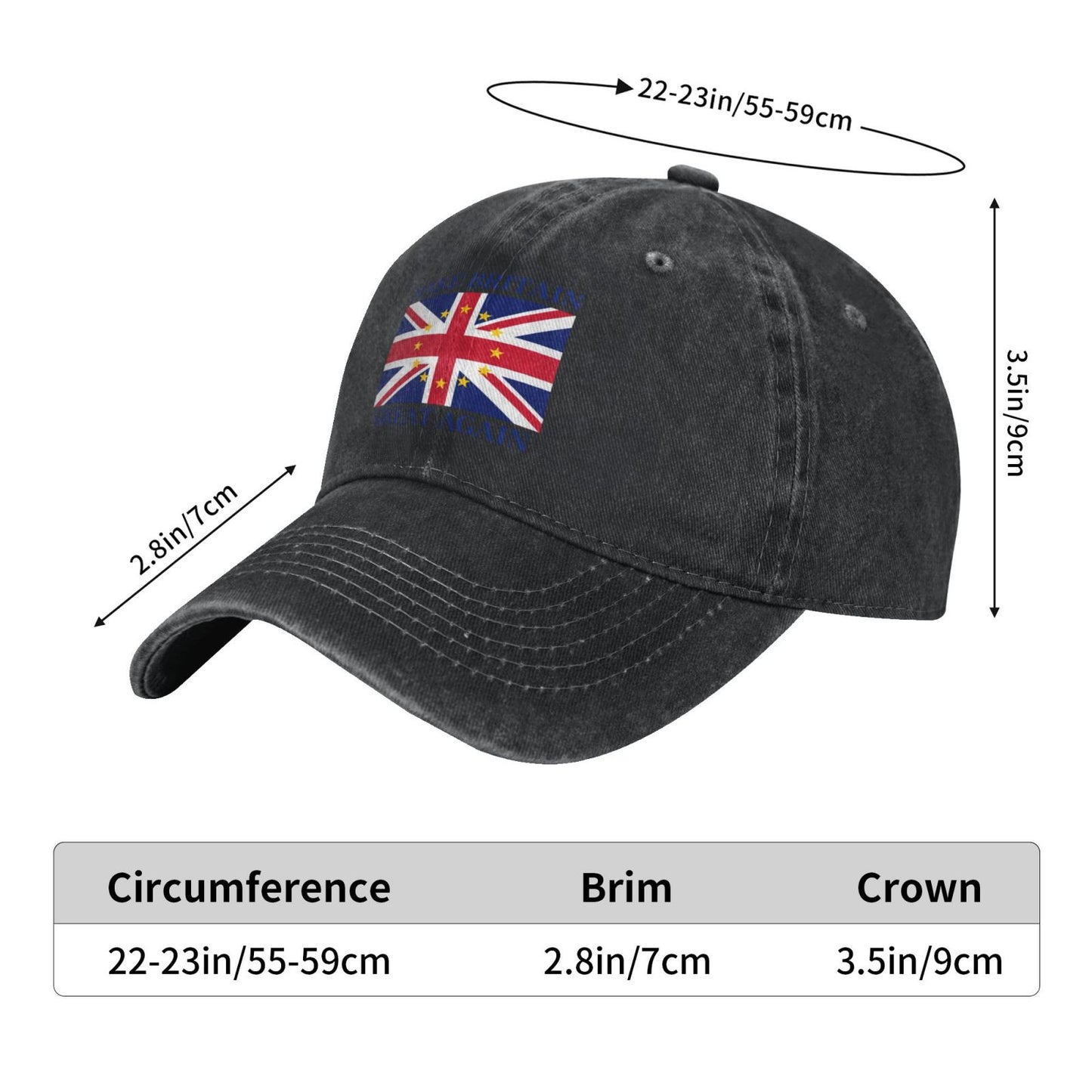 MAKE BRITAIN GREAT AGAIN - UK EU Flag Sticker Printed unisex baseball cap adjustable cap outdoor sun hats trucker hat