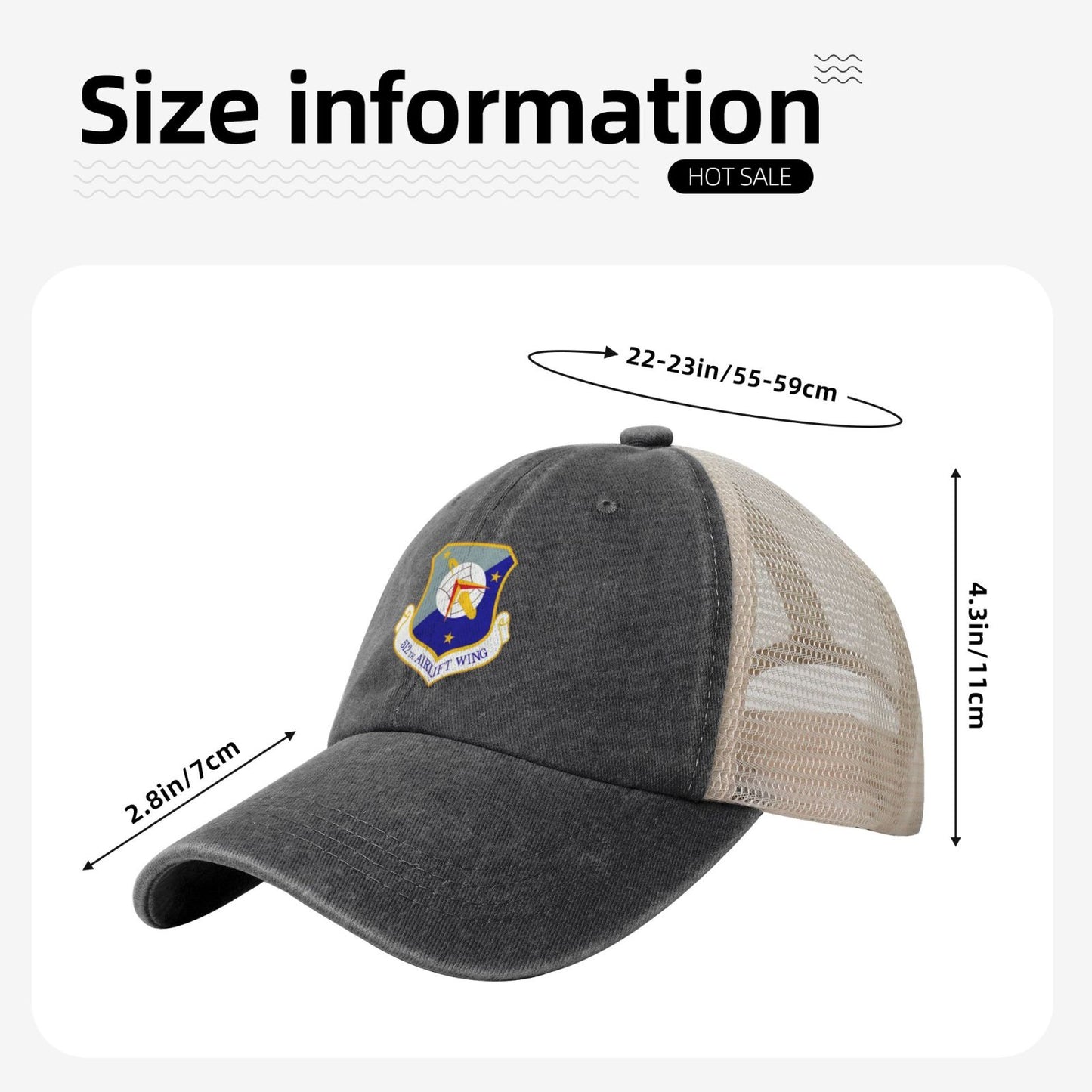 512th Airlift Wing Printed unisex baseball cap adjustable grid baseball cap veteran gift