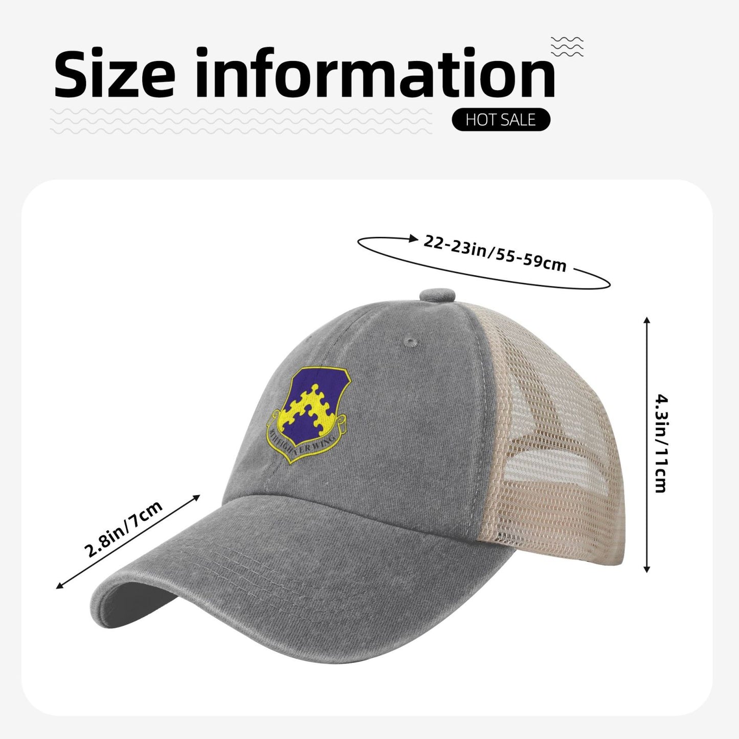 Air Force Ubon 8th Tactical Fighter Wing Printed unisex baseball cap adjustable grid baseball cap veteran gift
