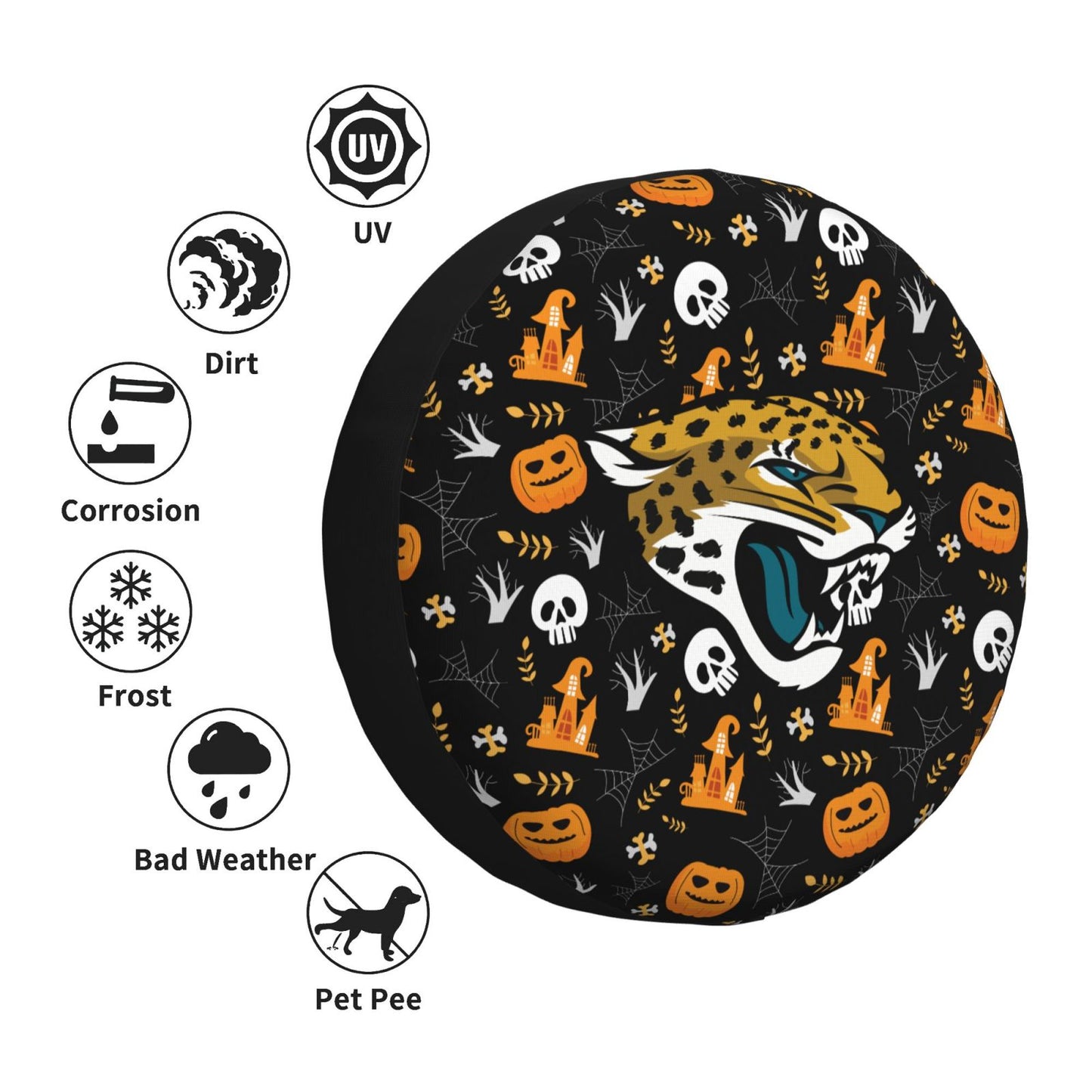 Jacksonville Jaguars Print Pumpkin Castle Small Printed Car Tire Cover Tire Dust Cover