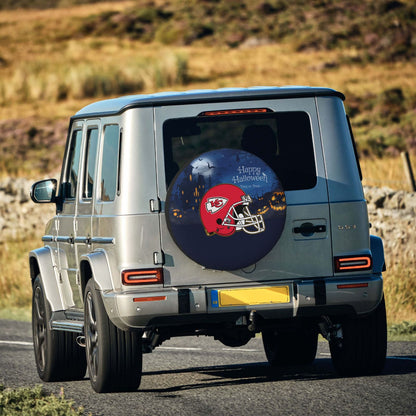Kansas City Chiefs printed car tire cover Happy Halloween printed tire dust cover