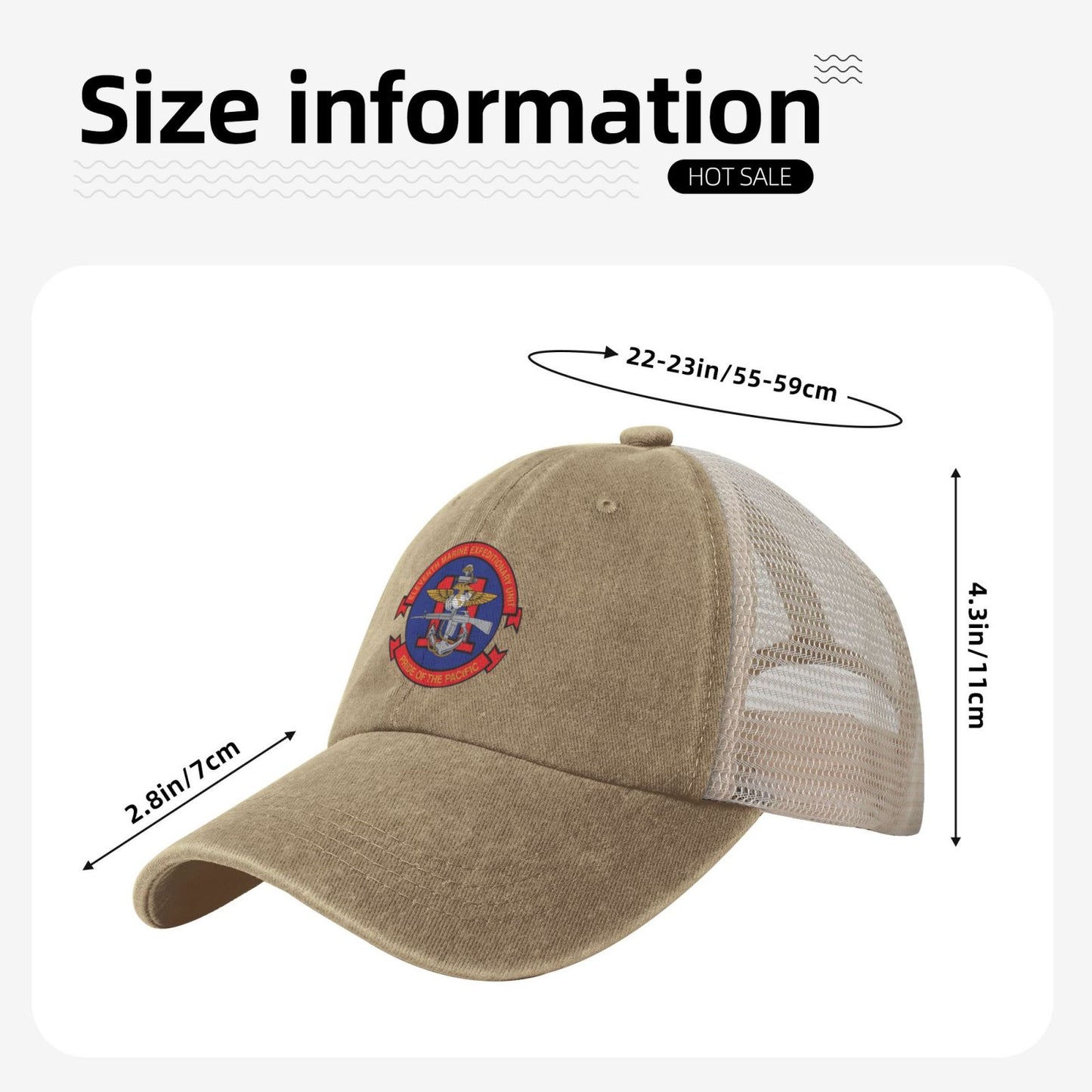 11th MEU Insignia Printed unisex baseball cap adjustable grid baseball cap veteran gift