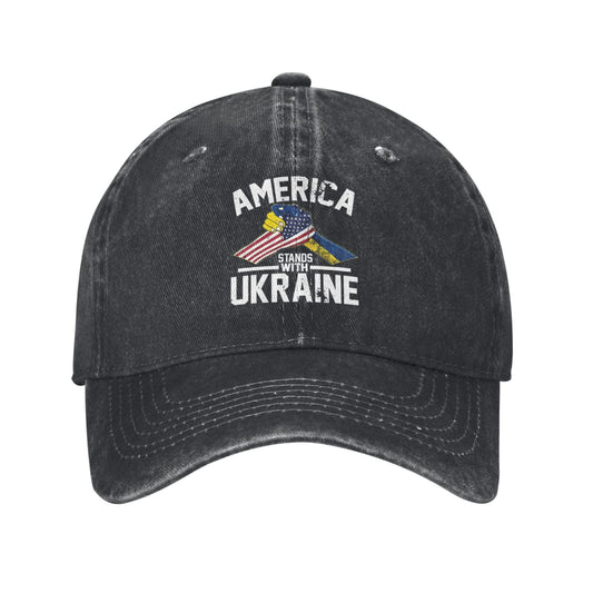 America Stands With Ukraine Printed unisex baseball cap adjustable cap outdoor sun hats trucker hat