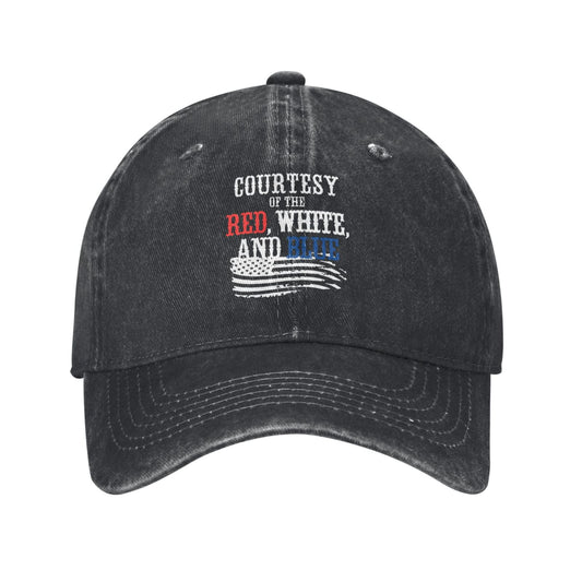 COURTESY OF THE RED WHITE AND RLUE Printed unisex baseball cap adjustable cap outdoor sun hats trucker hat
