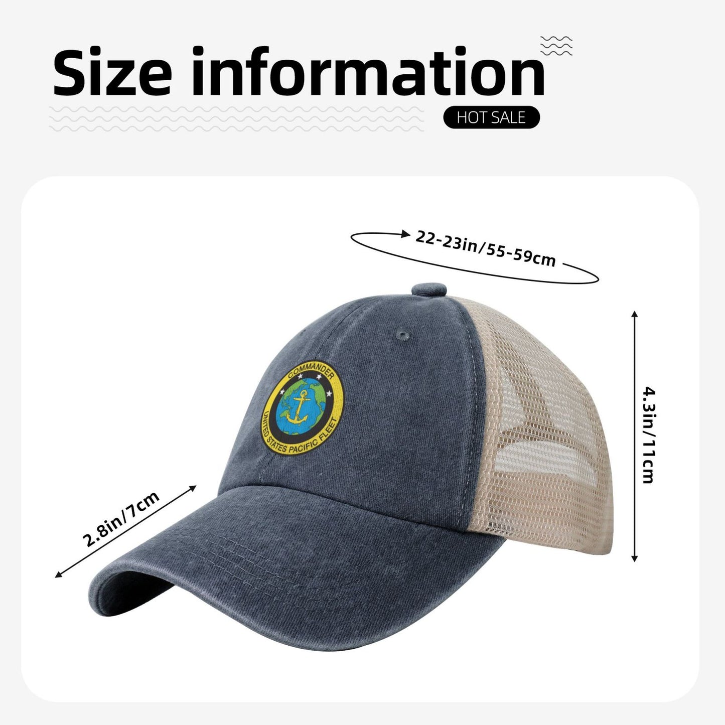 U.S. Pacific Fleet Printed unisex baseball cap adjustable grid baseball cap veteran gift