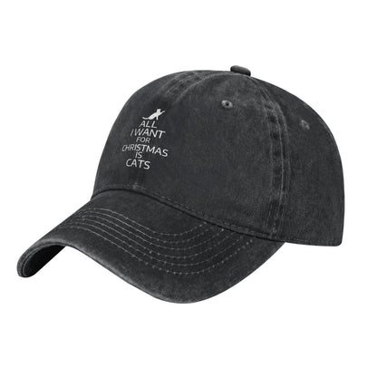All I Want For Christmas Is Cats Printed unisex baseball cap adjustable cap outdoor sun hats trucker hat