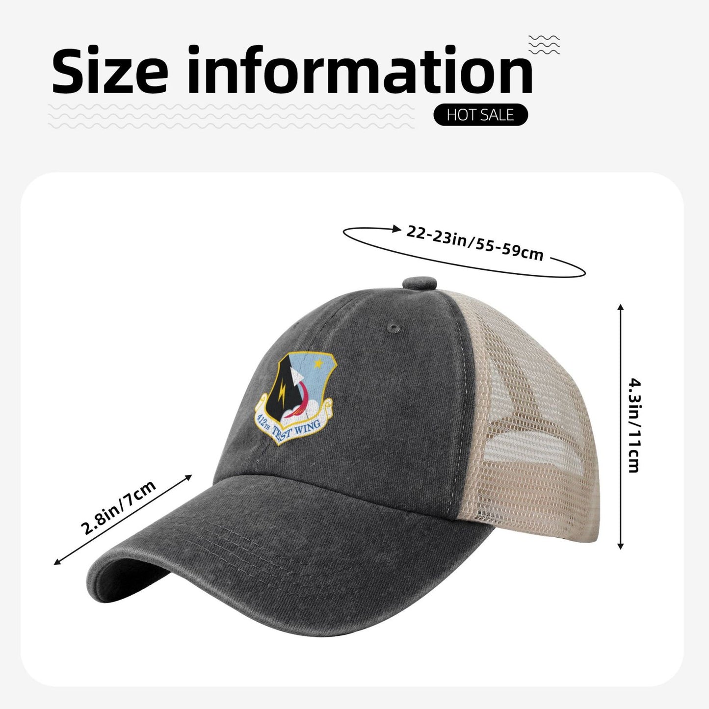 412th Test Wing Printed unisex baseball cap adjustable grid baseball cap veteran gift