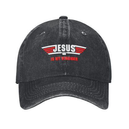 Jesus Christ IS My Wingman Printed unisex baseball cap adjustable cap outdoor sun hats trucker hat