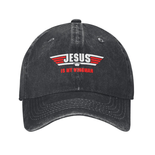 Jesus Christ IS My Wingman Printed unisex baseball cap adjustable cap outdoor sun hats trucker hat