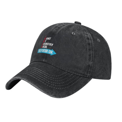 I Want My Country Back Reform UK Printed unisex baseball cap adjustable cap outdoor sun hats trucker hat