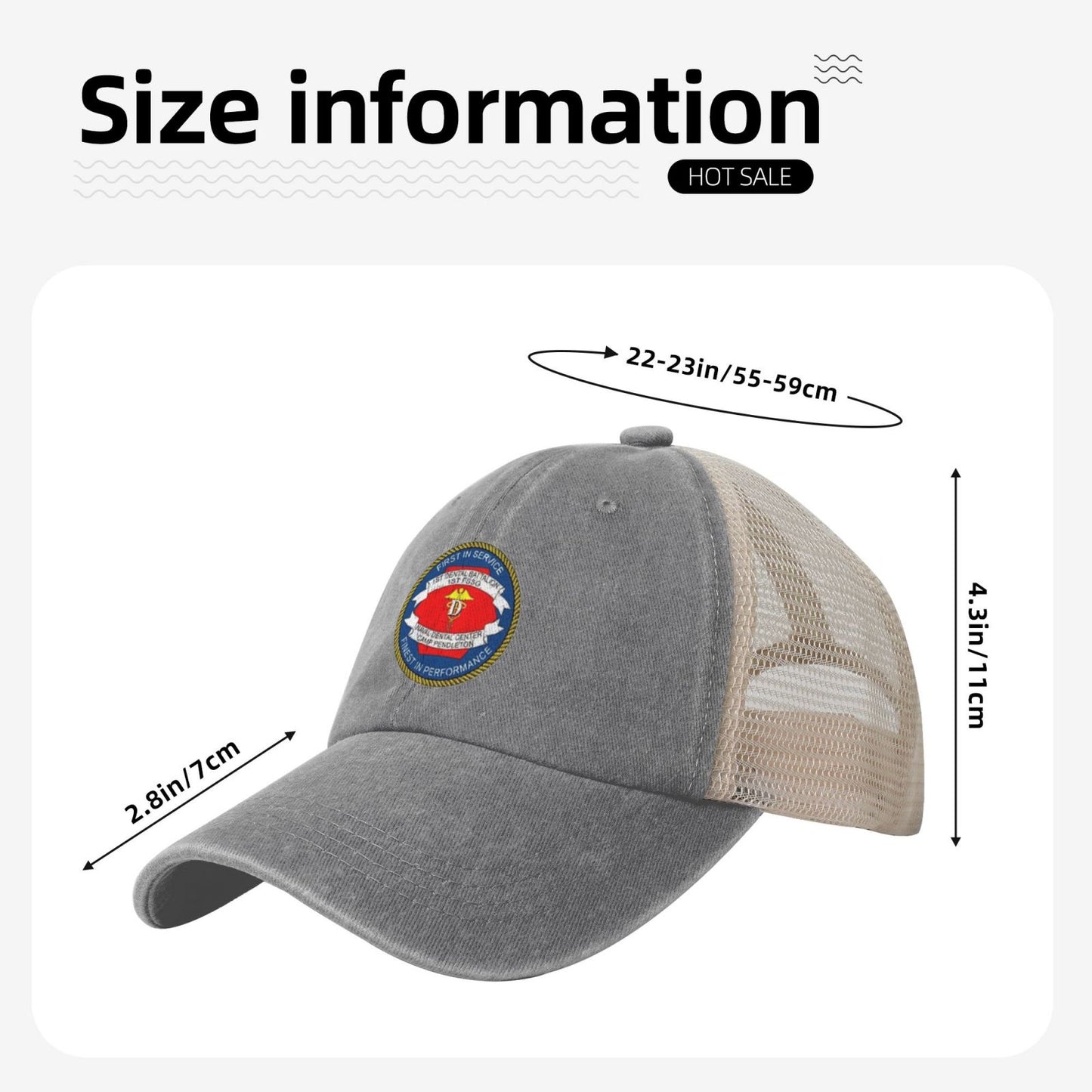 1st Dental Bn Insig Printed unisex baseball cap adjustable grid baseball cap veteran gift