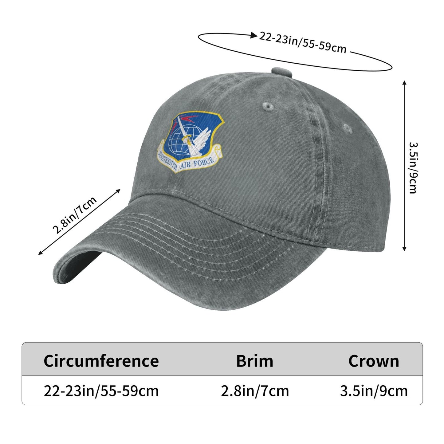 Nineteenth Air Force-Emblem Printed unisex baseball cap adjustable cap veteran gift