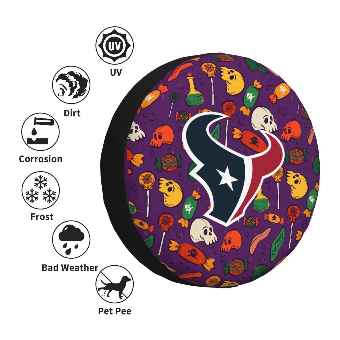 Houston Texans print Halloween candy print car tire cover tire dust cover