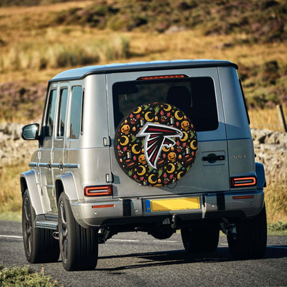 Atlanta Falcons logo Halloween Pumpkin Moon Print Car Tire Cover Tire Dust Cover