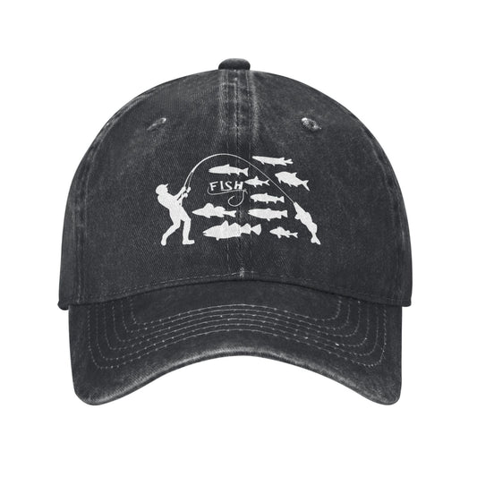 Fishing Print Printed unisex baseball cap adjustable cap outdoor sun hats trucker hat